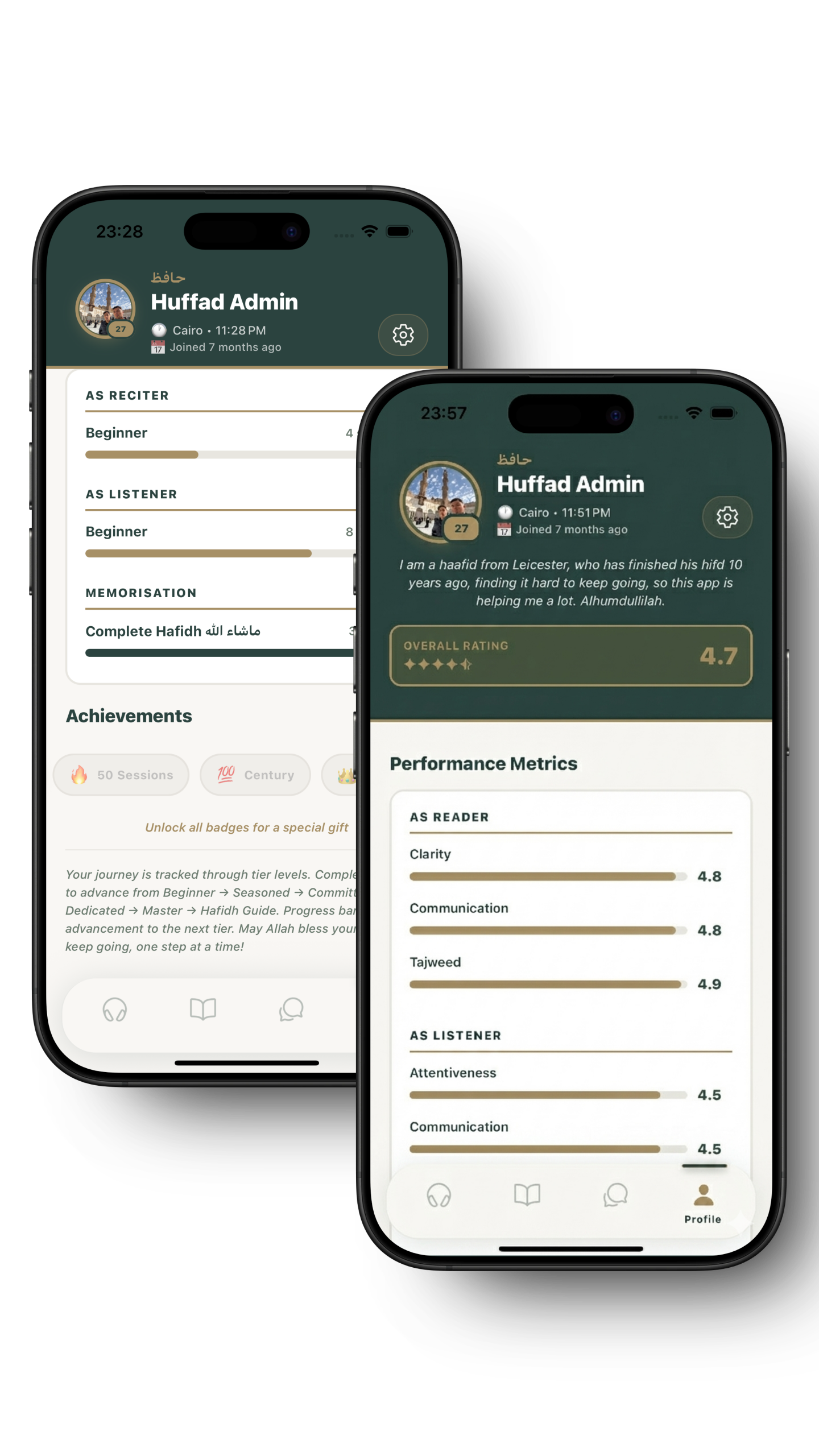 Profile and Community Screen